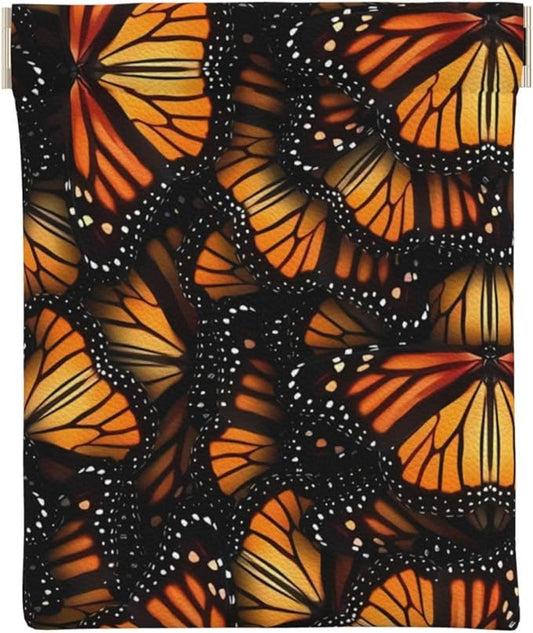 Coin Purse Orange Monarch Butterflies Leather Squeeze Coin Purse Mini Pouch Change Wallet Bag Gifts for Women Kids Girls Key Holder