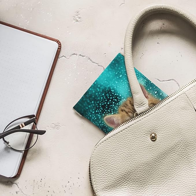 Coin Purse Blue eye cat Leather Squeeze Coin Purse Mini Pouch Change Wallet Bag Gifts for Women Kids Girls Key Holder