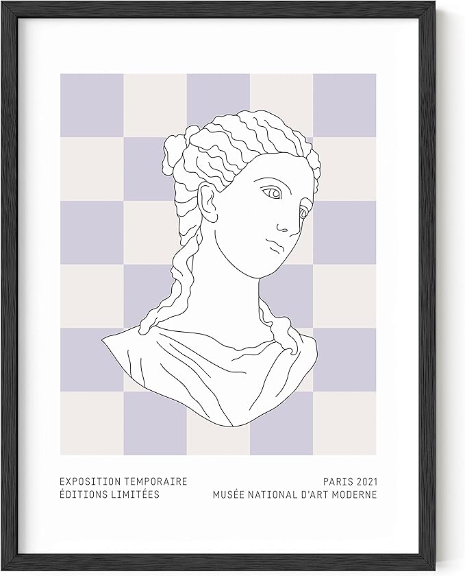 HAUS AND HUES Danish Pastel Posters, Purple Aesthetic Wall Art, Pastel Room Decor, Danish Decor (Black Framed, 12x16)