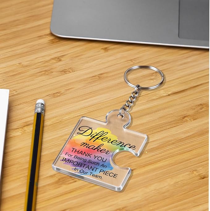 Team Appreciation Gifts for Employee Coworker Staff Bulk, Teamwork Thank You Gift Set Puzzle Piece Acrylic Keychains