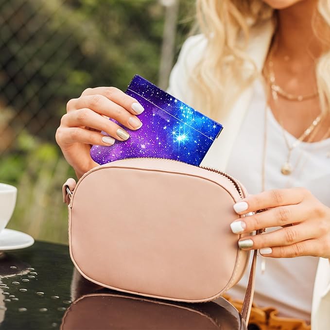 2Pcs PU Leather Small Squeeze Coin Purse Pouch Mini coin Bag Unique And Cute Wallet Cosmetic Bags Change Bag For Women Girls Men （Purple Starry Sky