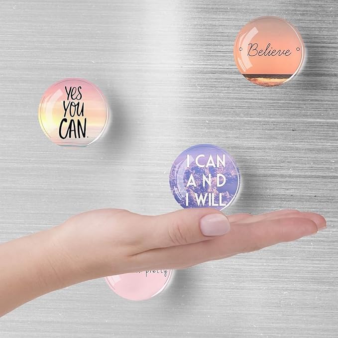 12Pcs Glass Refrigerator Magnets - Fridge Magnets Decoration for Classroom, Locker, Office Whiteboards, Cabinet, Dishwasher and Magnetic Surfaces (Inspirational Quote Fresh)