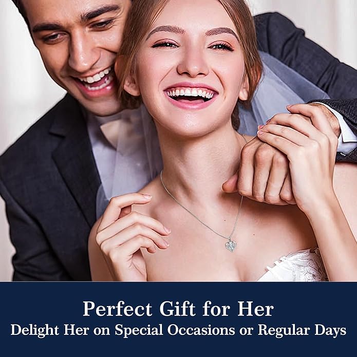 Moissanite Necklace for Women 1.0ct D Color, Sterling Silver Heart Necklace, Anniversary Gifts for Women, Making It A Perfect Gift for Your Wife, Girlfriend Mom