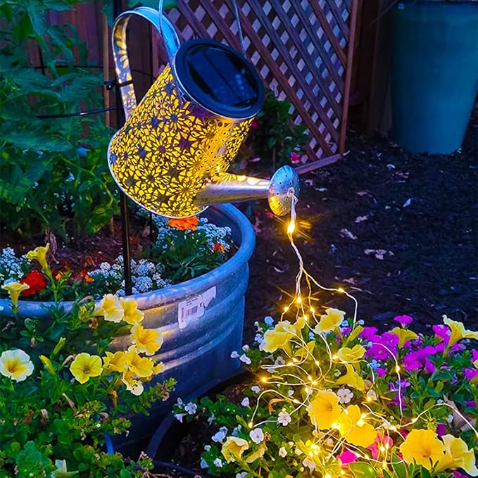 VOOKRY Solar Watering Can Lights, 2 Pack Retro Large Hanging Solar Lights Outdoor Decorative Waterproof Garden Decor for Outside Patio Yard Porch Lawn, Gardening Gifts for Mom Women Grandma Birthday
