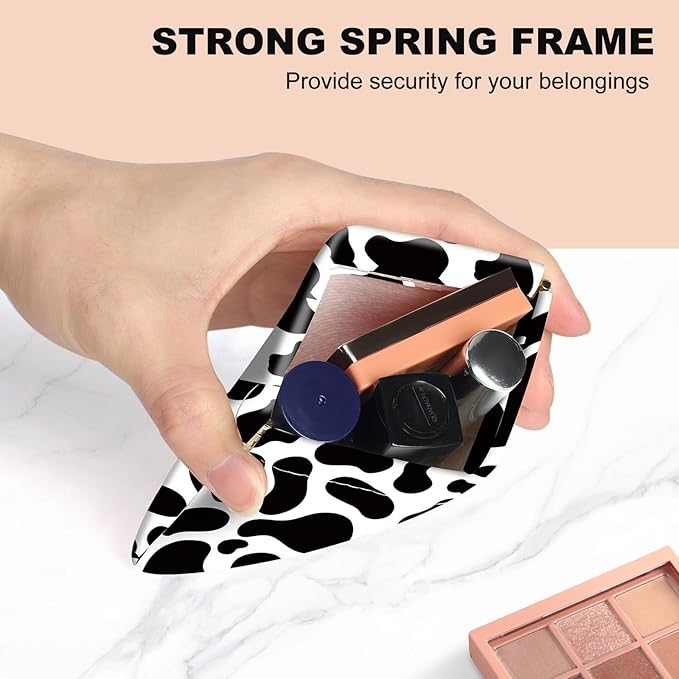 2Pcs PU Leather Small Squeeze Coin Purse Pouch Mini coin Bag Unique And Cute Wallet Cosmetic Bags Change Bag For Women Girls Men Black and pink pattern