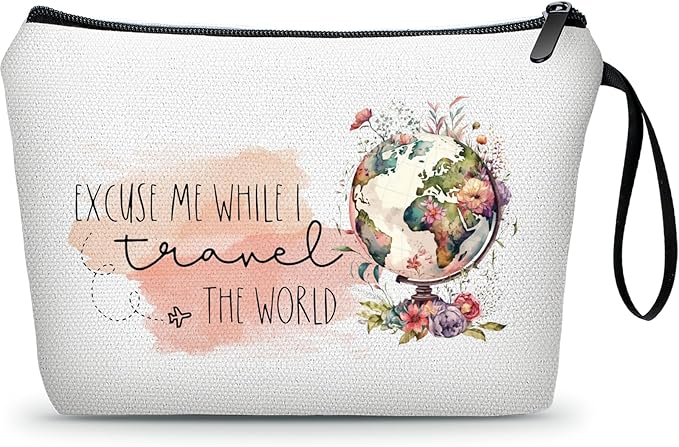 Travel Gifts for Women International Travelers Friend Daughter Coworker World Travel Accessories Cosmetic Makeup Bag Christmas