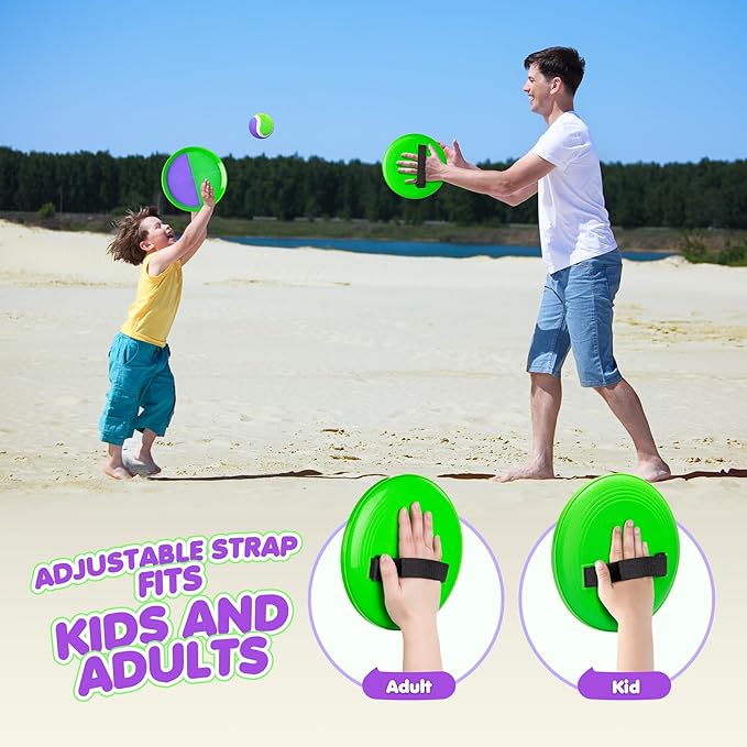 Toss and Catch Ball Set Upgraded - Kids Toys Stocking Stuffers for Family Games - Water-Resistant Great for Beach Pool Yard - Christmas Toys Gift for Boys Girls Teens 3 4 5 6 7 8 9 10 11 12+ Years