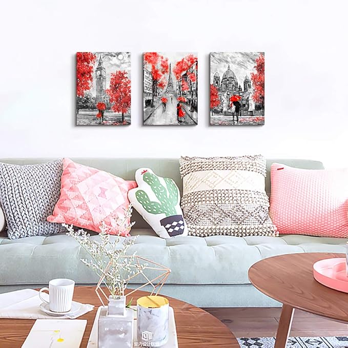 Canvas Wall Art Decor for bedroom Black and white scenery romanti couples pictures Artwork Ready to Hang for living room Home Decoration painting 12" x 16" 3 Piece Paris Eiffel Tower wall decor