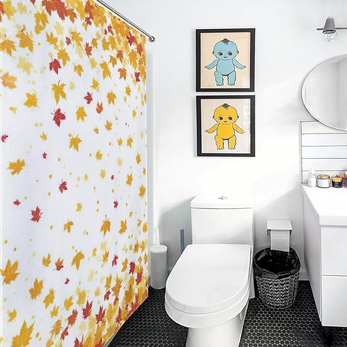 Fall Falling Maple Leaves Shower Curtain Waterproof Washable Fabric Bathroom Shower Curtains for Bathroom Decorations Home Indoor Decor 56x72Inch