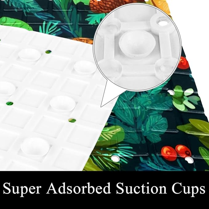 Non Slip Bath Mat for Tub, 15.1 x 26.8 Inch Bathtub Mat Machine Washable Shower Mat with Drain Holes and Suction Cups, Christmas Wreath New Year Pattern