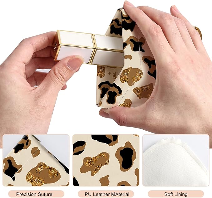 2Pcs PU Leather Small Squeeze Coin Purse Pouch Mini coin Bag Unique And Cute Wallet Cosmetic Bags Change Bag For Women Girls Men （Brown leopard print