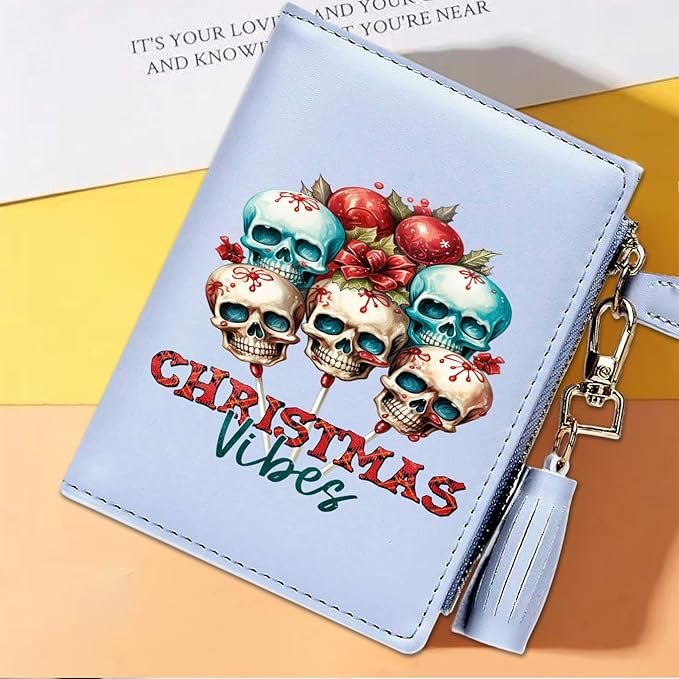 GEEAD Custom Design Small Wallets for Women Bifold Slim Coin Purse Zipper ID Card Holder for Christmas
