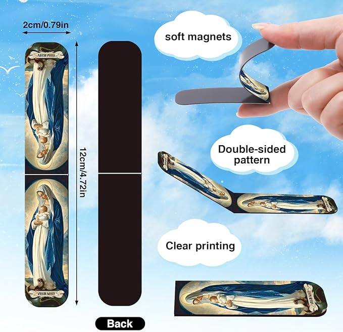 Catholic Magnetic Bookmarks Gifts - 30 Pcs Christian Religious Book Mark Magnets Catholic Saints Magnetic Bookmark Jesus Virgin Mary Book Markers Page Clip for Women Men Sunday School Gift