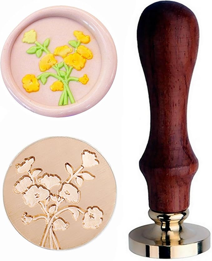 JUPPE 6Pcs Flower Series Wax Seal Stamp Set, Flower Wax Seal Sealing Wax Plant Leaf Wax Stamp Wedding Birthday Party Invitation Sealing Stamp Set (6Pcs Set)