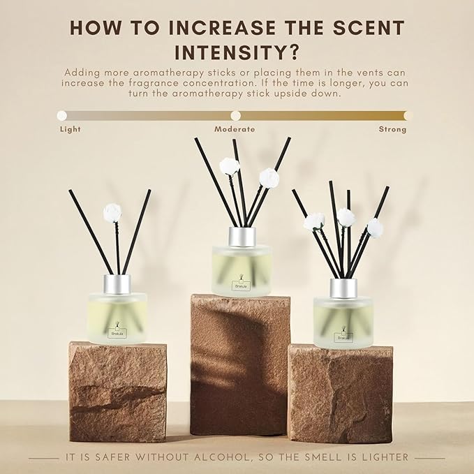 Brakula Reed Diffuser Set, Bamboo Scented， Reed diffusers for Home， Home Fragrance Diffuser with 7 Reed Sticks for Room/Bathroom Decor 3.38 fl oz (Bamboo)