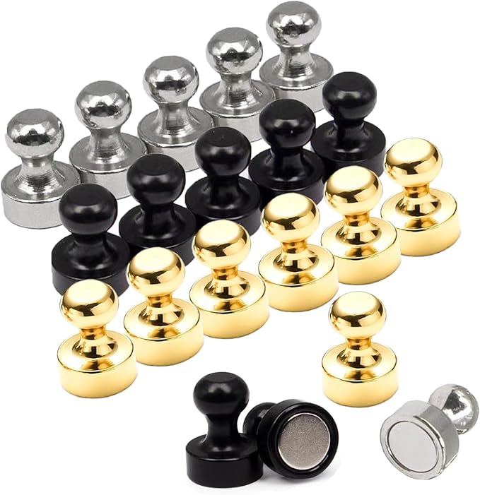 Fridge Magnet, 20Pcs Refrigerator Magnets, Small and Strong Magnets for Whiteboard, Office, Classroom, Map, Kitchen Accessories, Office Accessories, Locker Accessories (Black，Silver，Blonde)