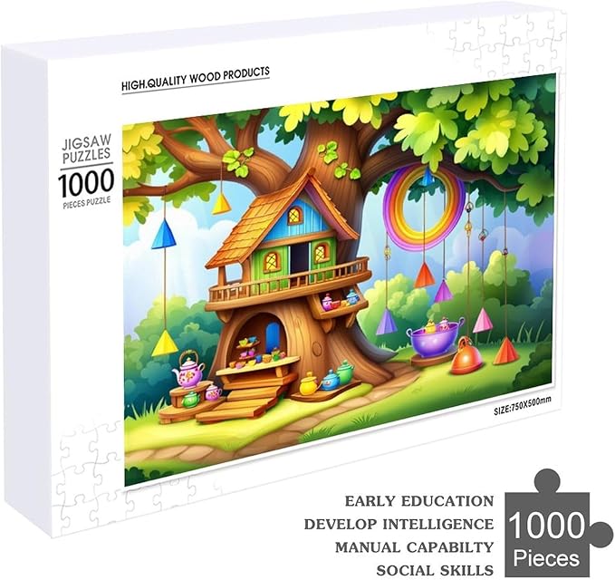 Wooden Puzzle - Fantastical Treehouse Escape Jigsaw Puzzles，Wooden Puzzles for Adults 1000 Pieces Challenge Puzzles，Educational Games，Family Puzzles，Unique Gifts for Wall Art