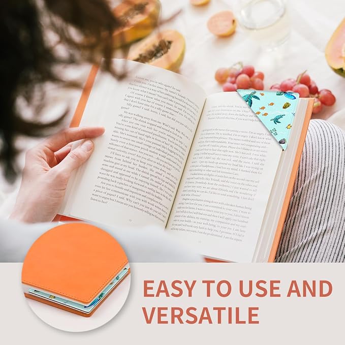 Cute Leather Bookmarks, Fun Triangle Making Corner Bookmark, Book Accessories for Reading Book Lovers, Unbreakable Page Markers for Women Men Cute Sea Turtle