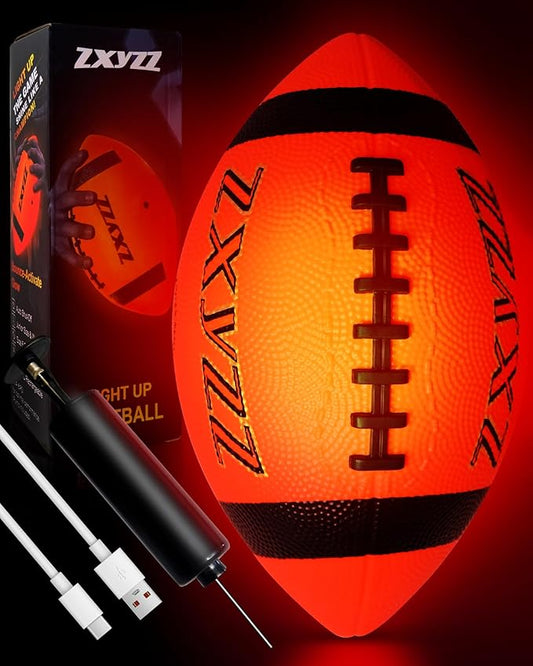 Rechargeable Glow in The Dark Football Birthday Gifts for 6 7 8 9 10 11 12 13 14 15 Year Old Boys, NO 6 Light Up Football Perfect for Teen Outdoor Sports Ideas, Kids Boys Toy Stuff Ages 6-15