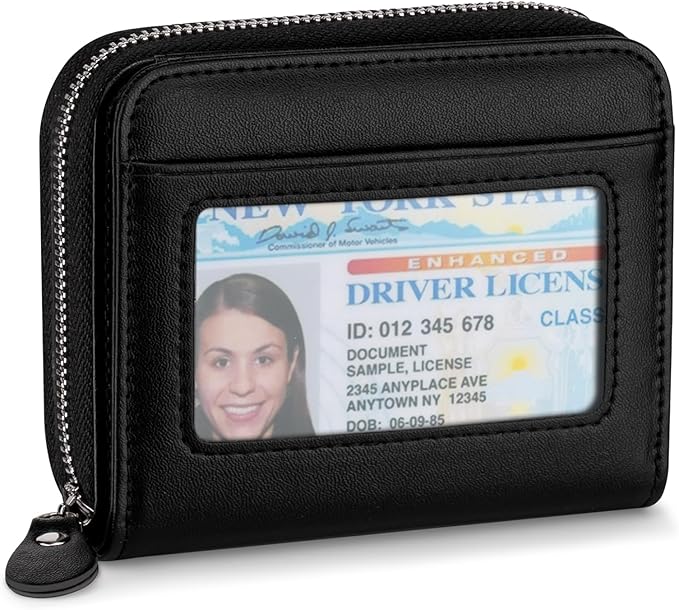 Genuine Small Wallet for Women, Slim RFID Blocking Credit Card Holder with ID Window, Compact Purses for Women with 22 Card Slots