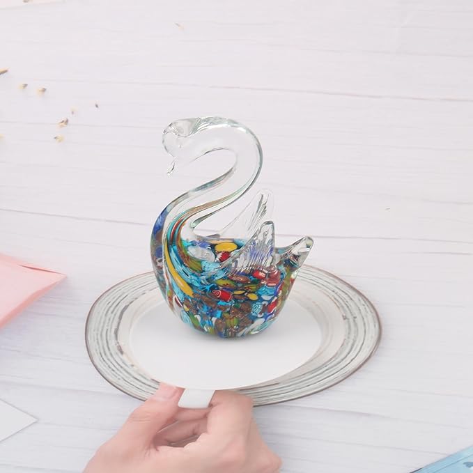 Art Glass Murano swan Figurine Handmade Blown Animal Sculpture Statue Paperweight Gift Collectible Home Desk Decoration Ornaments