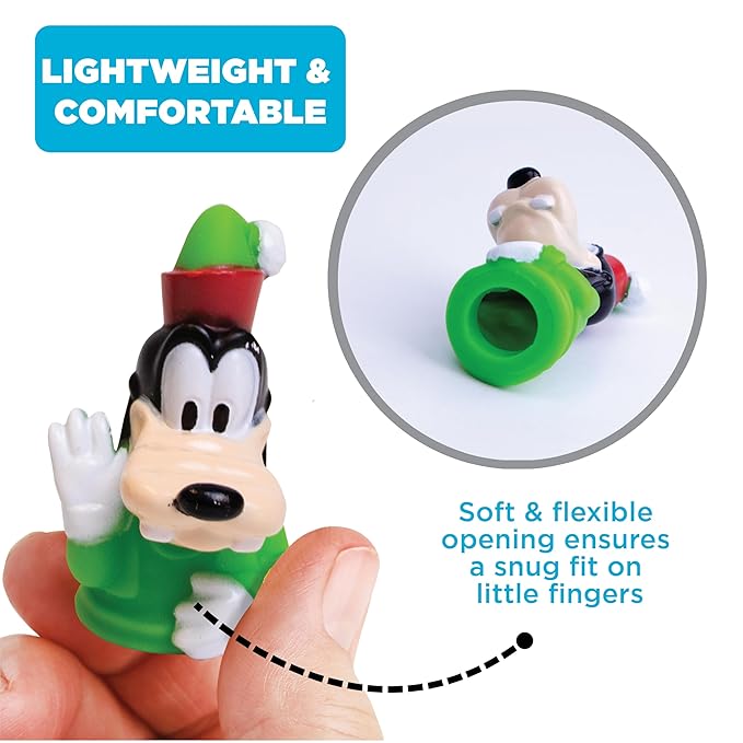 Disney Mickey and Friends 10 Piece Holiday Finger Puppet Set - Educational Play, Party Favors, Bath and Pool Toys, Snow Fun, Playtime Activities