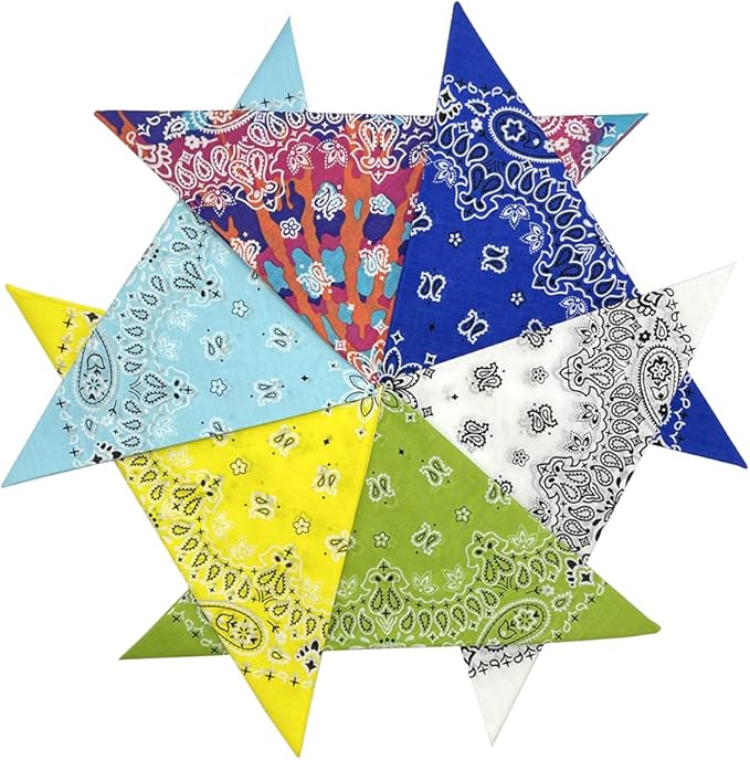 6 Pack 12 Pack Bandanas 2 Sides Printed 22inch Unisex Cowboy Kerchiefs