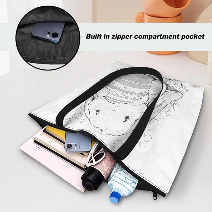 Cartoon Animal Printed DIY Coloring Tote Bag Waterproof Paper Handbags for Women Large Travel Shoulder Bags Purses