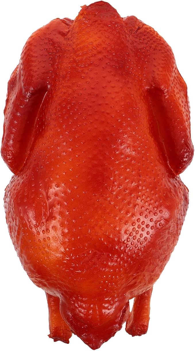 LOGOFUN Realistic Roast Chicken Model Artificial Cooked Turkey Prop Faux Fried Ornament for Thanksgiving Kitchen Display Food Simulation Decoration