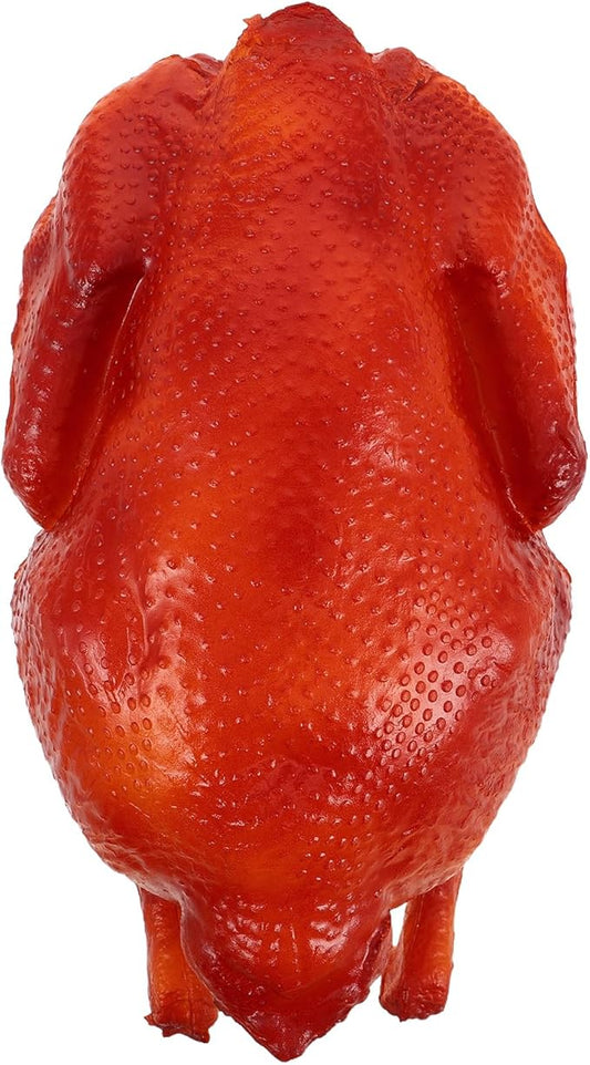 LOGOFUN Realistic Roast Chicken Model Artificial Cooked Turkey Prop Faux Fried Ornament for Thanksgiving Kitchen Display Food Simulation Decoration