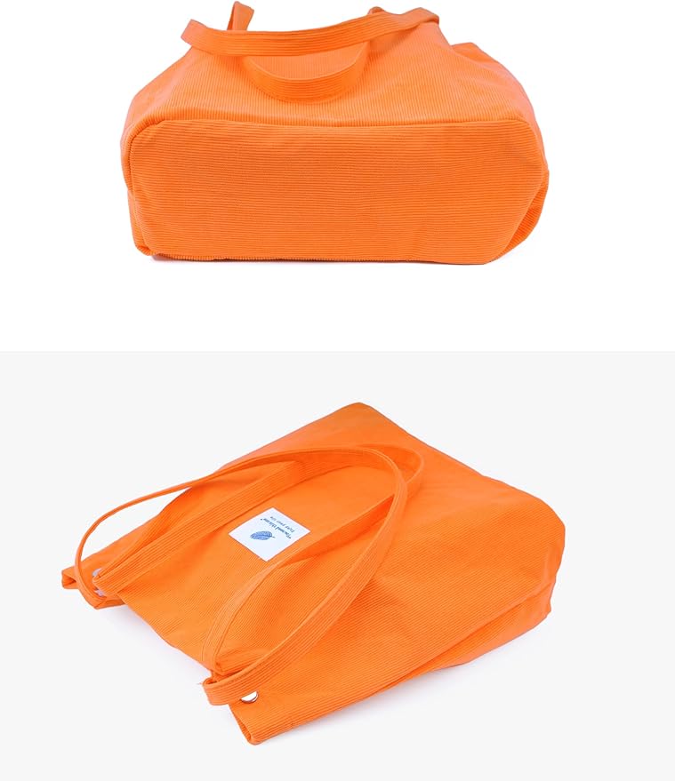 Corduroy Tote Bag Cute Tote Bags for Women Shoulder Bag with Inner Pocket for Work Beach Travel and Shopping Grocery