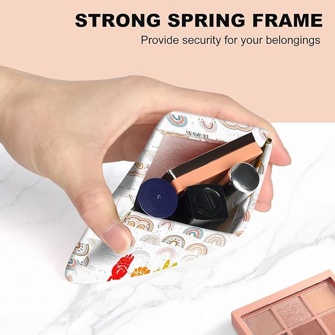 2Pcs PU Leather Small Squeeze Coin Purse Pouch Mini coin Bag Unique And Cute Wallet Cosmetic Bags Change Bag For Women Girls Men （Fingers and Rainbows