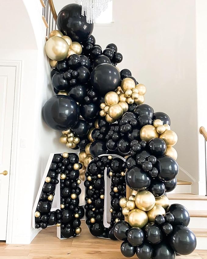 Bezente Black Giant Balloons 36 Inch - 8 Pack Jumbo Large Round Latex Balloon for Photo Shoot Birthday Graduation Bridal Shower Gender Reveal Halloween Party Decorations