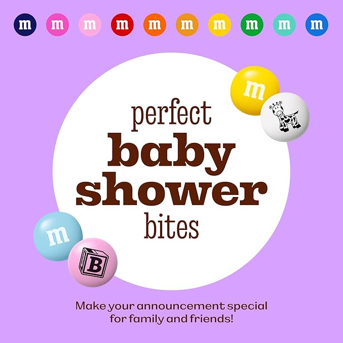 M&M'S WORLD New Baby Milk Chocolate Candy 2lb Bag with Assorted M&M'S for Showers Gender Reveal Parties and Newborn Gift Ideas