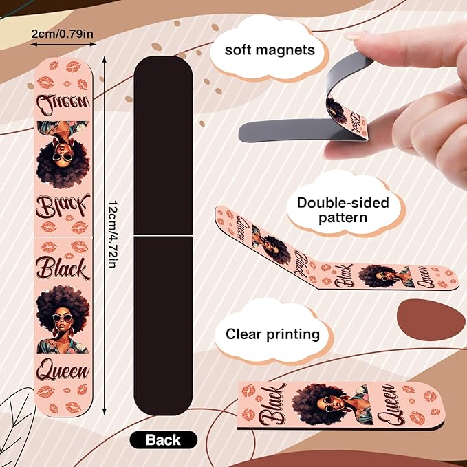 Black Girl Magnetic Bookmark - 30 Pcs Black Women Inspirational Quotes Book Mark Magnets Reading Bookmarks Magnetic African American Women Book Markers Page Clip for Students Teachers Gifts