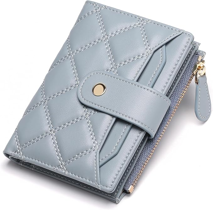 SENDEFN Small Wallet for Woman Leather RFID Blocking Bifold Zipper Pocket Credit Card Holder