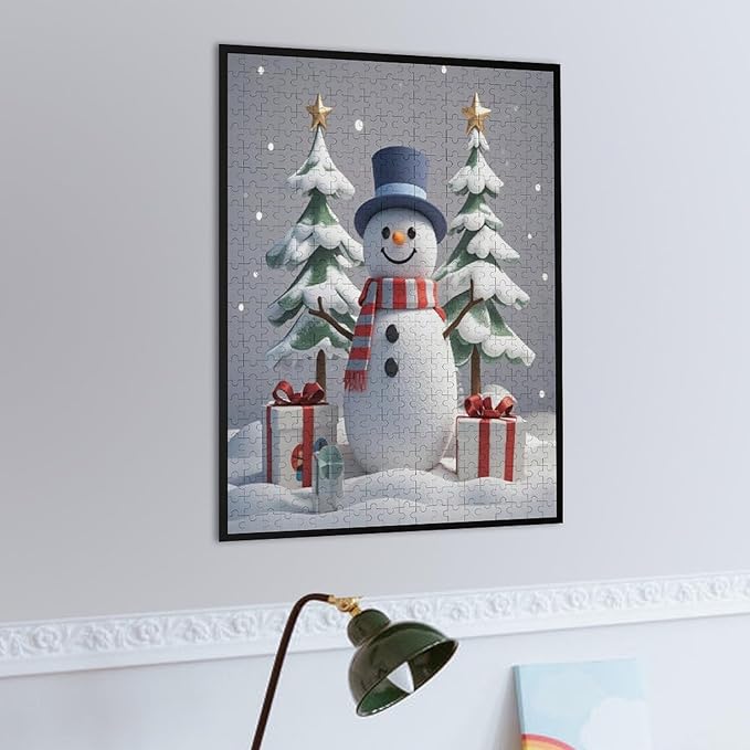 Wooden Puzzles for Adults 500 Pieces, Christmas Winter Snowman, Each Piece is Unique and Perfectly Put Together, are Special Home Decorations, Fun Puzzles, Party Games, Family Toys