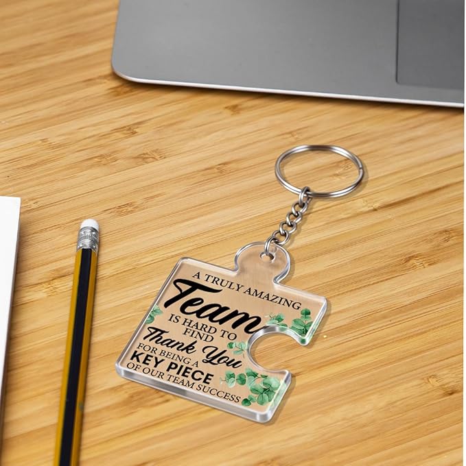 Team Appreciation Gifts for Employee Coworker Staff Bulk, Teamwork Thank You Gift Set Puzzle Piece Acrylic Keychains