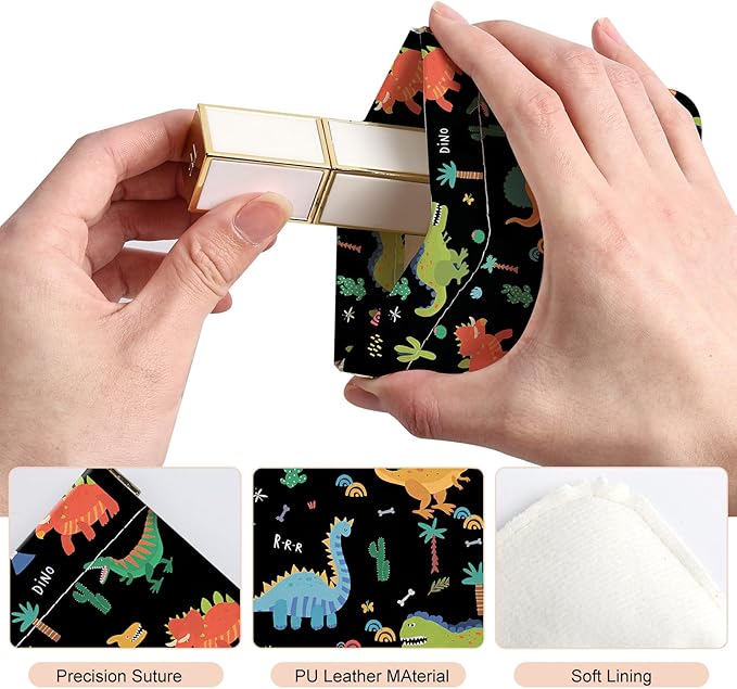 2Pcs PU Leather Small Squeeze Coin Purse Pouch Mini coin Bag Unique And Cute Wallet Cosmetic Bags Change Bag For Women Girls Men Small Dinosaur