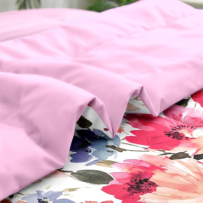 Comforter Set King Size, Flower Floral Leaf 7 Pcs Bedding for Kids and Adults, Painting Summer Spring Bed Sheet Sets with Fitted Sheet 2 Pillowcases & 2 Shams for Bedroom Bed Decor