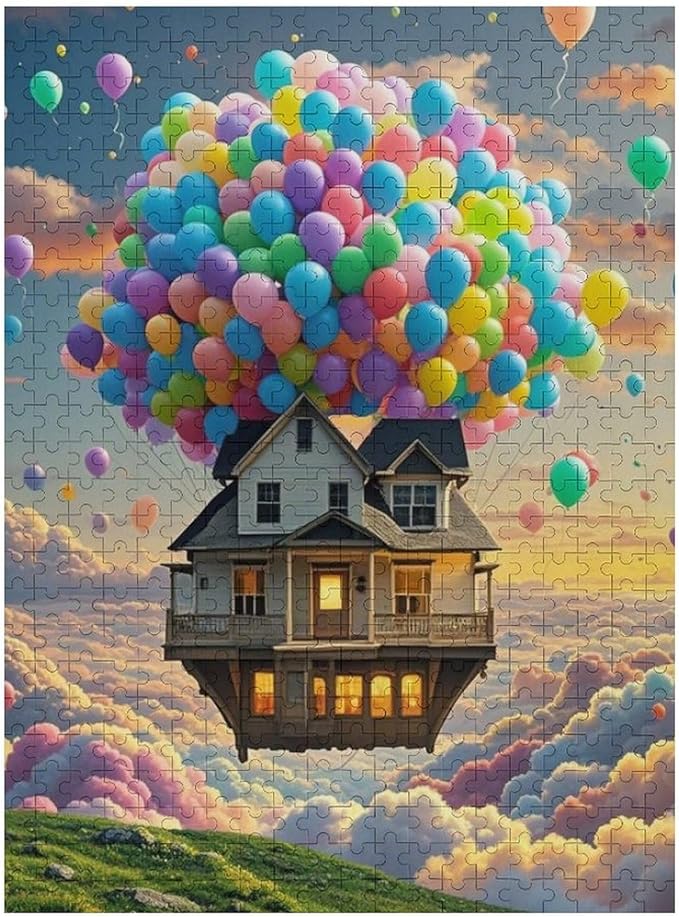 Wooden Puzzle - Floating House Jigsaw Puzzles，Wooden Puzzles for Adults 500 Pieces Challenge Puzzles，Educational Games，Family Puzzles，Unique Gifts for Wall Art