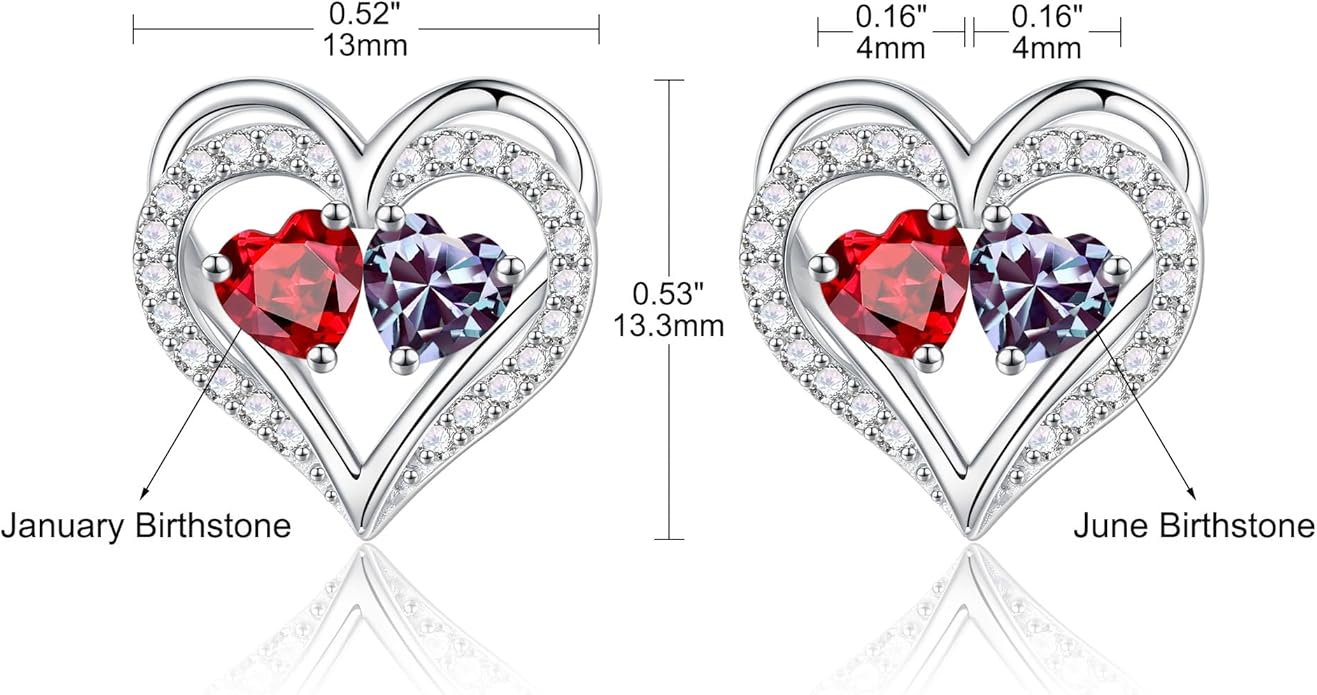 Iefil Valentines Day Gifts for Her - 925 Sterling Silver Birthstone Earrings, Anniversary Birthday Gifts for Women Wife Girlfriend Mom
