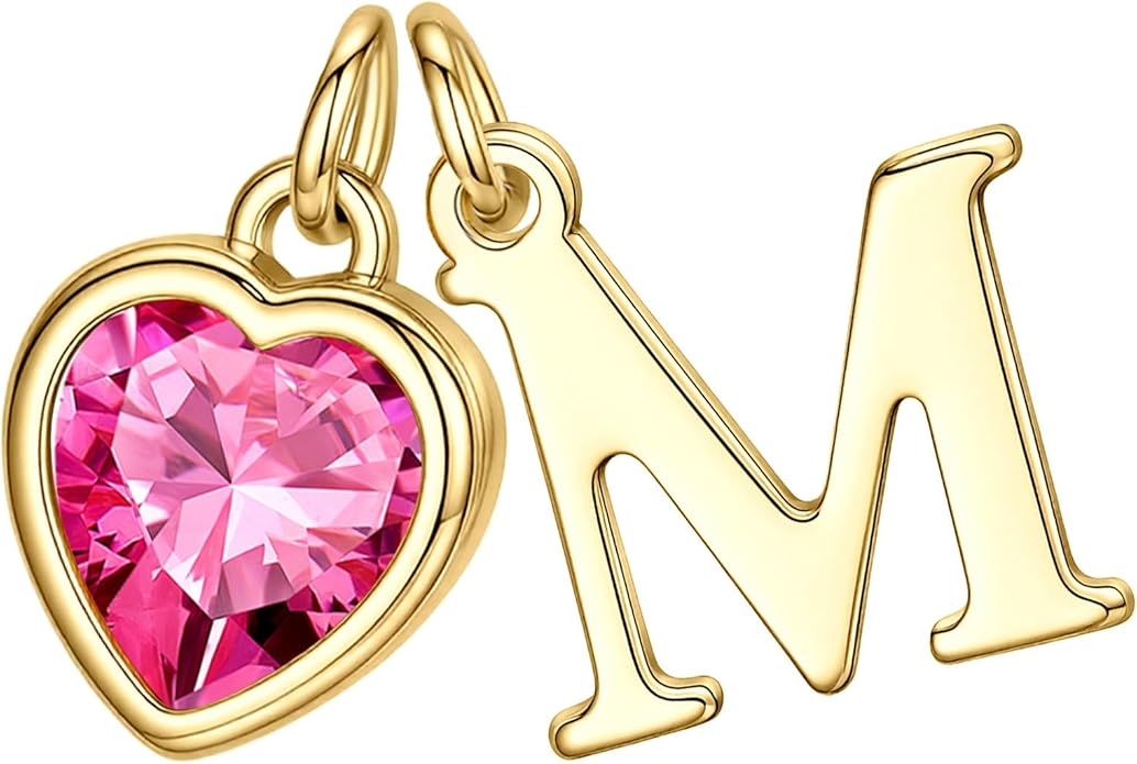 Turandoss Valentines Day Gifts for Her Trendy, Dainty 14K Gold Plated Initial A-Z Heart Birthstone Pendant Necklace Personalized Bridesmaid Birthday Valentines Jewelry Gifts for Women Girls