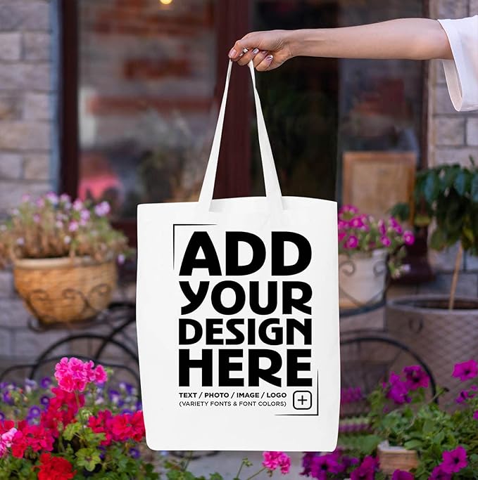 shop4ever Personalized Custom Design Your Own Eco Cotton Tote Reusable Shopping Bag Customizable Gift