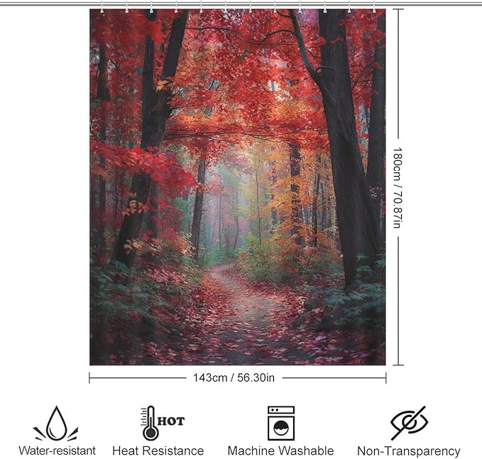Thanksgiving Fall Maple Shower Curtain Waterproof Washable Fabric Bathroom Shower Curtains for Bathroom Decorations Home Indoor Decor 56x72Inch