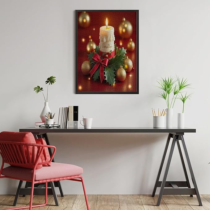 Jigsaw Puzzles for Adults 500 Piece - Christmas Atmosphere Candle Light，Merry Christmas Themed Wooden Puzzles，Stress Relief Games，Puzzle Games Challenge Puzzles，Educational Games
