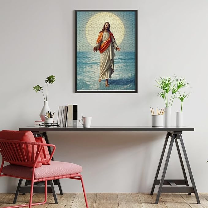 Jigsaw Puzzles for Adults 500 Piece - Jesus Walk On Sea Wooden Puzzle，Stress Relief Games，Funny Puzzle，Unique Gifts for Wall Art ，Family Puzzles，Educational Games，Challenge Puzzles
