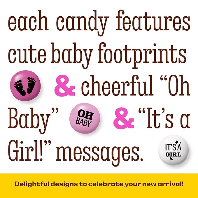M&M'S World Baby Girl Milk Chocolate Favors 20 Packs 0.75oz each with Pink and White M&M'S for Girl Baby Showers Gender Reveal Parties and Guest Giveaways