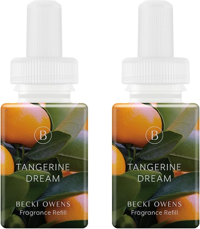 Pura & Becki Owens Home Scent Refill - Smart Air Diffuser - Up to 120-Hours of Luxury Fragrance per Refill - Home Essential - Clean & Safe Diffuser Fragrance - 2 Pack, Tangerine Dream
