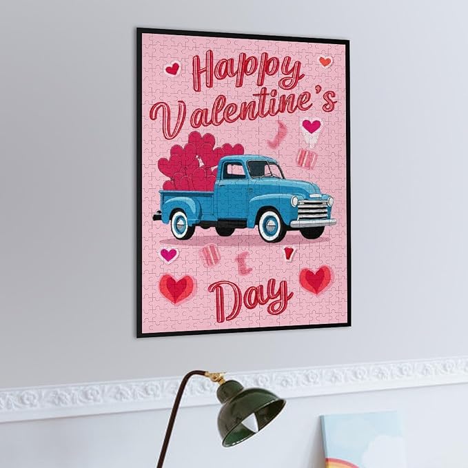 Wooden Puzzle - Happy Valentine's Day Jigsaw Puzzles，Wooden Puzzles for Adults 500 Pieces Challenge Puzzles，Educational Games，Family Puzzles，Unique Gifts for Wall Art